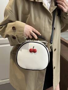 2026 New Fashion Cherry Crossbody Bag, Korean Style Ins Chic Shoulder Bag, Large Capacity - Black - View 4
