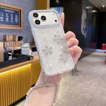 Ốp lưng điện thoại hình bướm ngọc trai 3D sang trọng đính đá lấp lánh, tương thích với iPhone 17 Pro Max, 17 Pro, 17 Air, 17, 16, 15, 14, 13, 12 Pro Max, 11, chống sốc. - trắng - Xem 1