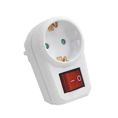 Bộ chuyển đổi ổ cắm EU 1 cái, phích cắm tường 1 chiều có công tắc đèn, không cần rút phích cắm.