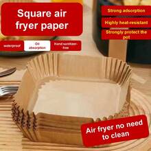 100Pcs 20cm Premium Square Air Fryer Liners Non-Stick Oil-Proof Baking Paper For Kitchen Cooking - View 2
