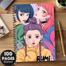 1pc Spiral Notebook, 100 Durable Spiral Bound Pages, Suitable For Study, Work And Note-Taking, High-Quality Paper Material, Sketchbook, Premium Paper, Gift For Shoppers, Study Planner, Themed Diary, Notebook. Suitable For All 4 Seasons - A5 - View 3