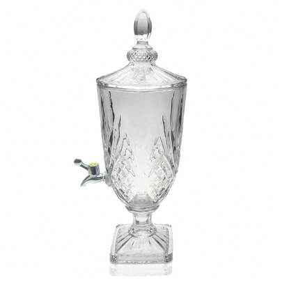 3 Litre Glass Drink Dispenser With Tap Sunflower Pattern Wide Mouth Jug For Punch Cocktails Juice Wedding Birthday Garden Party Server