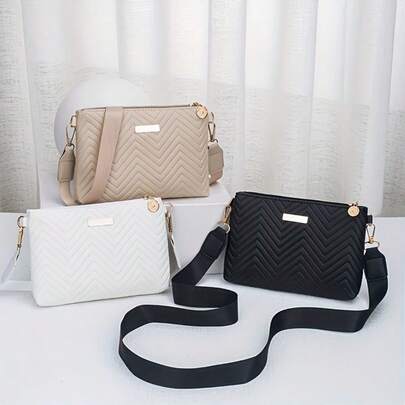 Elegant Wavy Quilted Crossbody Bag/Coin Purse, Small Handbag, Metal-Plated Decorative Shoulder Bag For Women - Detachable Shoulder Strap And Zipper Closure, Suitable For Casual Wear And Everyday Travel.
