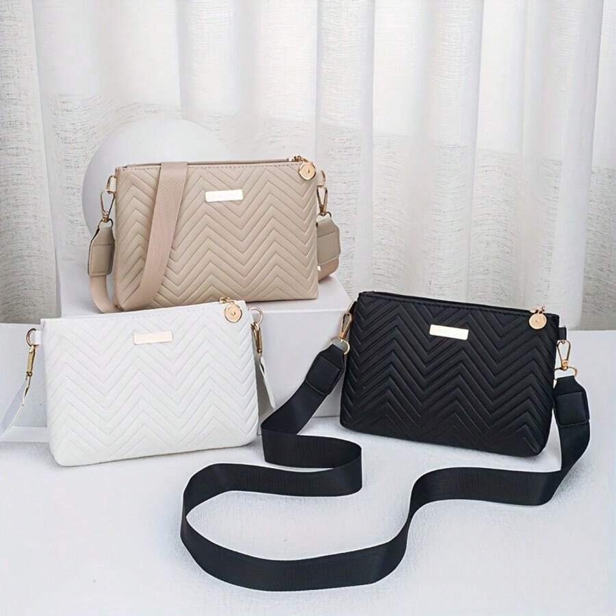 Elegant Wavy Quilted Crossbody Bag/Coin Purse, Small Handbag, Metal-Plated Decorative Shoulder Bag For Women - Detachable Shoulder Strap And Zipper Closure, Suitable For Casual Wear And Everyday Travel. - Multicolor - View 1