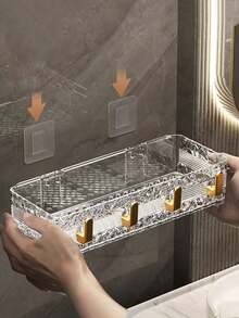 1pc Bathroom Shelf Rack, Wall Mounted Organizer For Bathroom, Vanity, Toiletries Storage - Multicolor - View 7