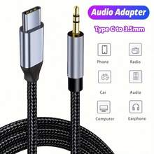 USB-C auf 3,5-mm-Audio-Hilfsanschluss-Kabel - Typ-C auf männlichen Lautsprecher-Adapter - Stereo-Audio-Verlängerungskabel - flaches Kabeldesign - weiches Audio-Kabel - Premium-Audio-Anschluss - langanhaltend - USB-C auf 3,5-mm-Konverter - kompatibel mit Ultra 20/10, Pro, Kopfhörerverlängerung, Mobilaudio-Setup, Autosound - Technikbegeisterte, Autoaudio-Fans - A - Übersicht 2