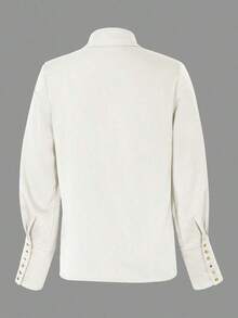 [Custom-Developed] New Women's Fashion Long Sleeve Solid Blouse, Summer Elegant White Spring - 紫色 - 查看 8