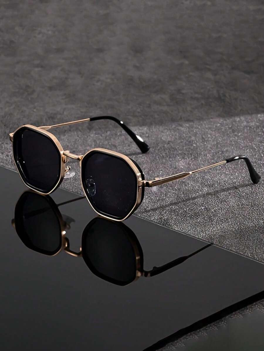 Nuevas gafas de moda retro geométricas, montura de metal de alta calidad con un estilo sencillo y elegante, gafas punk adecuadas para el uso diario casual, fiestas, fotografía callejera y desfiles de moda - Multicolor - Ver 1