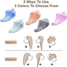 Microfiber Hair Towel Extra Large Wrap Quick Dry Hair Towel Wrap With Elastic Band , Ultra Absorbent Soft Hair Towel Wrap Turban - Blue - View 8