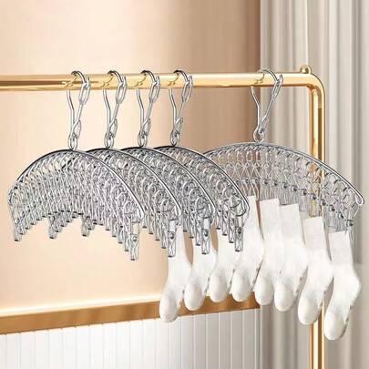 10/20 pinzas Tendedero de acero inoxidable con pinzas antiviento, diseño de alta capacidad y ahorro de espacio, adecuado para puerta, pared, balcón, dormitorio, armario, excelente para secar calcetines, toallas, ropa interior, bufandas, sombreros y guantes, tendedero de ropa multifuncional