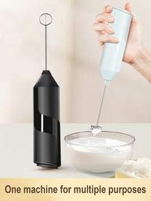 Electric Milk Frother - Lightweight Electric Mixer - 2 Replaceable Whisk Heads - User-Friendly Mini Blender - Milk Frother - Great For Kitchen And Travel (Black/White) - Multicolor - View 6