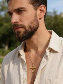 Dây chuyền mặt thánh giá vô cực dành cho nam, trang sức tối giản bằng thép không gỉ mạ vàng, quà tặng tôn giáo dành cho phái mạnh Cơ Đốc giáo. - Nhiều màu - Xem 6