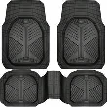 Heavy Duty Rubber Car Mats With Cargo Liner Deep-Dish All Weather Universal Trim-To-Fit For SUVs Trucks Sedans Waterproof Anti-Slip Trimmable V12 Black - 全黑 - 查看 10