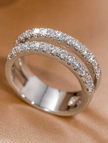 1 chiếc nhẫn nữ vuông thanh lịch đính đá Cubic Zirconia, thích hợp làm quà tặng đám cưới, lễ đính hôn, kỷ niệm, quà tặng ngày Valentine. - 1 # - Xem 5