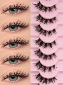 GROINNEYA 9对半截假睫毛 猫眼假睫毛 半透明带假睫毛 自然妆效貂毛假睫毛 轻薄柔软假睫毛 卡通风格效果 美妆博主妆容半截假睫毛 - 查看 7