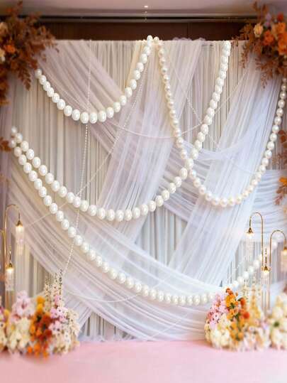 20pcs Faux Large Pearl Hanging Decor, Wedding Ceremony Backdrop Wall Decoration, DIY Pearl String Ornament, White Round Ball Pendant