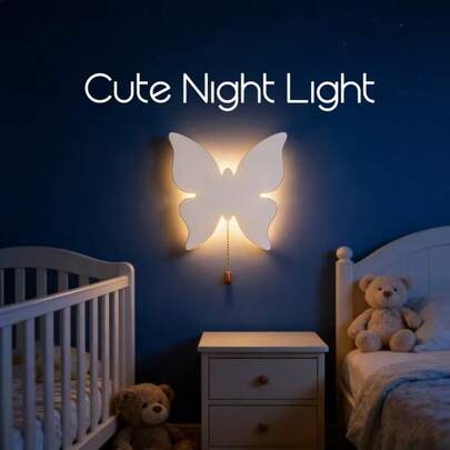 1 Đèn treo tường hình bướm bay, đèn ngủ ánh sáng trắng ấm, đèn trang trí nhà cửa, đèn chiếu sáng phòng ngủ, đèn ngủ treo chạy bằng pin, ánh sáng dịu nhẹ, thiết kế treo tường, họa tiết mây, sao, trăng, dễ lắp đặt, thích hợp cho phòng trẻ em, phòng ngủ, phòng khách, quà tặng trang trí nhà hiện đại, đèn hình mây, đèn chiếu sáng phòng trẻ em (Không bao gồm pin)