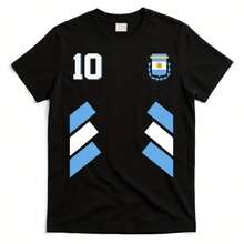 2026 World Cup Graphic Tees, Men's & Women's Argentina FootballJersey Number 10 - Retro Soccer Shirt WithArgentina Flag Design, Soccer Jersey, Teen Summer Clothes, Shirts For Adults & Kids, Family Matching Outfit, Comfort Fit CrewNeck T-Shirt For Training, Fan Apparel & Casual Wear (Machine Washable) - UnisexFor All-Season Use, Adult And Children's Sizes - 黑色22 - 查看 8