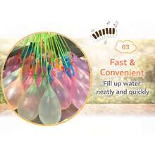 111pcs Quick Fill Water Balloons Refill Pack, 3 Bunches Self-Sealing Splash Balloons With 1 Filling Nozzle For Outdoor Yard Games, Pool Parties, Backyard Play And Family Fun - 彩色 - 查看 9