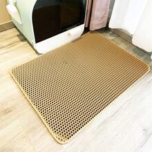 Cat Litter Mat Double Layer Honeycomb | Anti-Tracking Waterproof Urine Proof Non-Slip Easy Clean Pet Pad - Beige - View 6