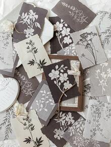 20 pièces Papier mémo asymétrique vintage avec fleurs fraîches, matériaux de décoration d'arrière-plan pour scrapbooking et journal DIY pour les amateurs d'artisanat - Rectangle - Voir 13