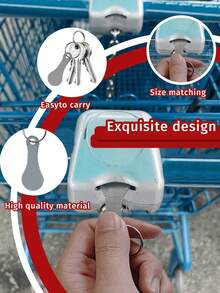 1pc/3pcs Stainless Steel Shopping Cart Keychain, Durable & Convenient For Supermarket Trolley - Multicolor - View 6
