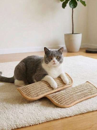 1个剑麻猫抓板，猫玩具枕头，互动式抓板和咀嚼玩具，供猫咪自娱自乐 - 耐用口腔护理猫用品，适合快乐健康的猫咪，促进猫咪养成抓挠习惯，帮助猫咪锻炼和休息，是情人节、感恩节和生日的完美礼物。