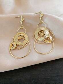 1 Đôi bông tai tua rua vàng sang trọng, tối giản, phù hợp cho phụ nữ đeo hàng ngày, dự lễ hội và tiệc tùng. - hình học - Xem 2