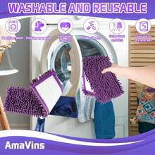 AmaVins 2 Pack Pet System Microfiber Sweeping Pad, Reusable Pet Replacement Mop Pad For Multi-Surface Floors, 18 Inch Washable Cleaning &Amp; Dusting Pads, Attracts &Amp; Picks Up Pet Hair - ColorA - 查看 5