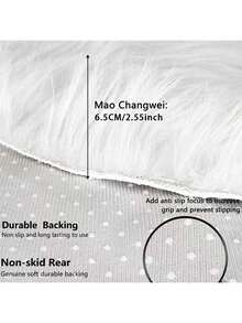 1 pieza Alfombra de estilo minimalista moderno de lana sintética con forma irregular, alfombra tejida suave y esponjosa, fácil de limpiar y almacenar, adecuada para sala de estar, dormitorio, silla, sofá, mesita de noche, tocador, decoración del hogar, estilo Ins, para todo el año - Blanco - Ver 8