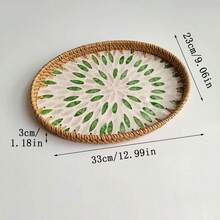 1pc Oval Rattan Colorful Shell Tray, 10.63 X 7.09 X 1.18 Inches, Rattan Colorful Shell Storage Basket, Home Decor, Jewelry Storage, Living Room, Dining Room Tabletop Decor - Colorful Shells - View 14