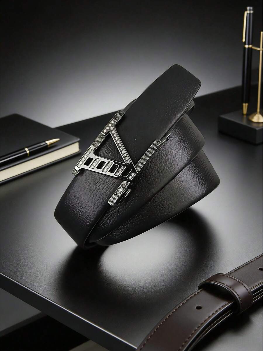 1 chiếc thắt lưng da nam mới, khóa tự động, thắt lưng công sở thường ngày cho người trẻ và trung niên, thắt lưng đa năng. - Nhiều màu - Xem 1