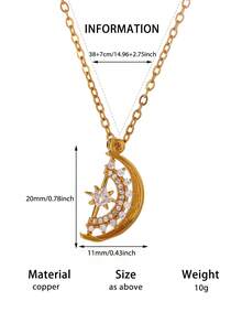 Fashion Minimalist Zirconia Necklace Oval Round Electroplated Pendant Necklace Copper Long Clavicle Necklace Jewelry - Yellow Gold - View 15