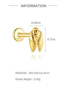 1 chiếc khuyên tai sụn hình động vật dễ thương bằng bạc sterling 925, kiểu dáng phẳng, quà tặng trang sức cho phụ nữ. - Vàng - Xem 16