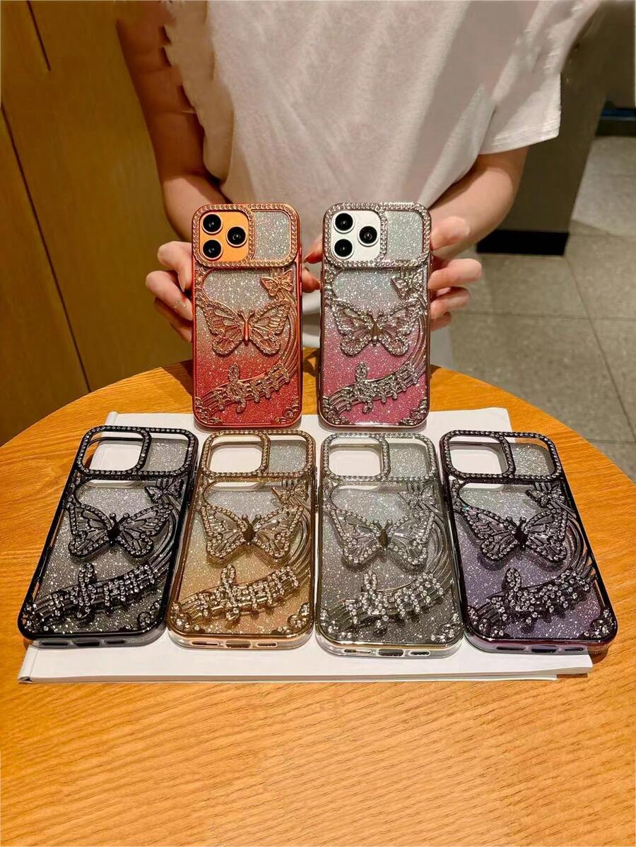 1个大窗口水钻蝴蝶保护壳,兼容苹果17/17Pro/17Promax、16/16Plus/16Pro/16Promax、15/15Plus/15Pro/15Promax、14/14Plus/14Pro/14Promax、13/13Pro/13Promax、12/12Pro/12Promax、11/11Pro Max,防尘,高端,新款流行手机壳 - 彩色 - 查看 1