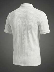 Men's Casual Jacquard Polo Shirt, Versatile For Daily Commute, Spring/Summer - White - View 2