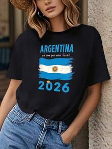 2026 World Cup Graphic Tees, Men's & Women's Argentina FootballJersey Number 10 - Retro Soccer Shirt WithArgentina Flag Design, Soccer Jersey, Teen Summer Clothes, Shirts For Adults & Kids, Family Matching Outfit, Comfort Fit CrewNeck T-Shirt For Training, Fan Apparel & Casual Wear (Machine Washable) - UnisexFor All-Season Use, Adult And Children's Sizes - 黑色5 - 查看 8