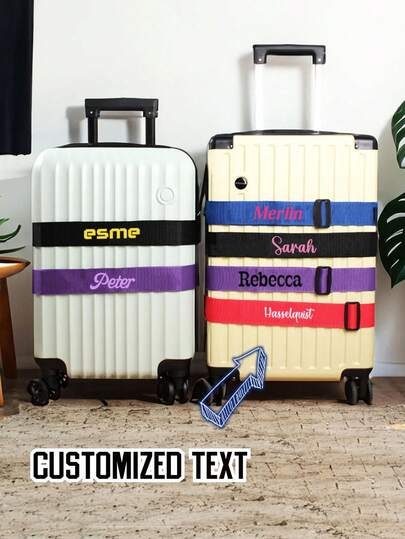 1pc Customized Printed Luggage Strap, Suitcase Belt, Can Customize Your Own Name/Text, Multi-Color Options, Luggage Protector And Identifier, Suitable For Outdoor Travel, Christmas Gift ,Travel Organizer