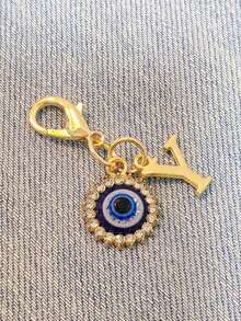 1pc Initial Letter Blue Evil Eye Rhinestone Keychain - Symbolic Gift, Protection And Good Luck - Fashion Accessory, Suitable For Car Keys/Bag Pendant, Ideal Holiday Gift Accessory - Multicolor - View 24