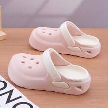 Women's Dopamine Color Slip-On Clogs, Thick Sole Outdoor Wear Comfortable Soft Bottom Sandals, Suitable For Medical Nursing, Beach, Summer - Pink - View 2