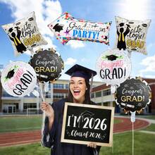 8pcs Graduation Balloon Set, Includes Graduation Arrow, 18-Inch Round Foil Balloons, Suitable For Graduation Party, Happy Graduation 2026, Celebration, Campus Activities, Classroom Decor, Class Graduation Decor, Kindergarten, Primary, High School, University Graduation Ceremony - Multicolor - View 5
