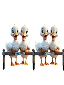 1个鸭子造型花园插牌，亚克力动物草坪标记，户外防风庭院装饰 - 动物造型庭院装饰，适用于花园、花坛和盆栽植物，春季派对装饰，经久耐用的地面插入式艺术品 - 彩色 - 查看 8