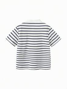 Balabala 儿童Polo衫，柔软透气，时尚休闲学院风夏季上衣，2026款 - 藍白色調 - 查看 2