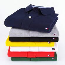 Polo d'été pour homme, T-shirt décontracté à manches courtes en pur coton - Blanc (avec col rayé) - Voir 3