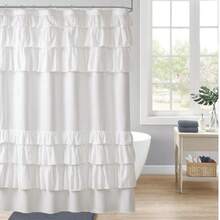 1 chiếc rèm tắm xếp tầng bồng bềnh - Màu trơn, trang trí phòng tắm - 72x72 inch - Phụ kiện trang trí nhà cửa - Nhiều màu - Xem 4