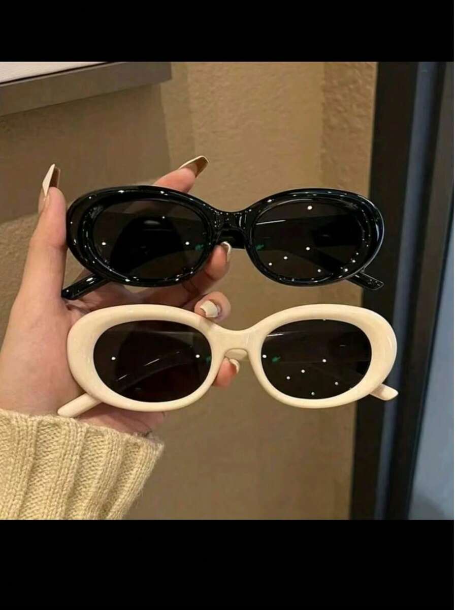 Bộ kính thời trang hình oval cổ điển chống chói phong cách punk dành cho nữ, thích hợp cho các bữa tiệc bãi biển, câu lạc bộ. - Nhiều màu - Xem 1