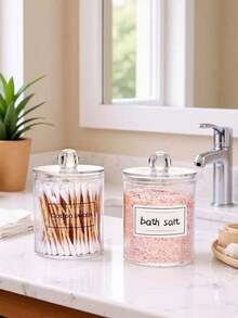 1支/2支/3支/4支装透明棉签收纳盒，小型PS塑料卸妆棉片，牙签盒。透明亚克力浴室棉签牙线收纳盒 - 無色 - 查看 8