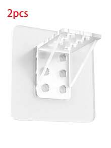 Upgraded Partition Shelf Bracket, No Drill Fixed Holder, Cabinet Divider Straight Angle Shelf Clip, Triangle Support Rack, Wardrobe Shelf Fixed Bracket, No Nail Straight Angle Shelf Holder - Clear - View 9