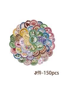 50/150/250/500张压纹贴纸套装，适用于剪贴簿、日记本、笔记本、平板电脑、计划本、贺卡、信封、水瓶、手机、派对礼品 - 浮雕印章 - 查看 10