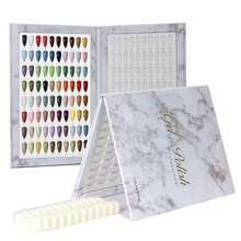160 piezas Tablero de exhibición de tarjetas de color con 240 piezas de tarjetas de color de esmalte de uñas falso, adecuado para entusiastas personales y de arte de uñas, juego de tarjetas de color de salón de uñas, exhibidor de tarjetas de comparación de esmalte de uñas y gel - Beis - Ver 7
